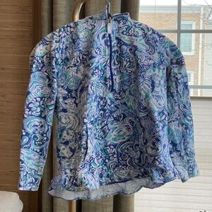 Blue and Green Patterned Women's Top